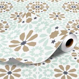 Rewallpaper 060-dl08-1.2 Peel And Stick Floor Tile Roll Moroccan Boho Mosaic Waterproof Vinyl Flooring