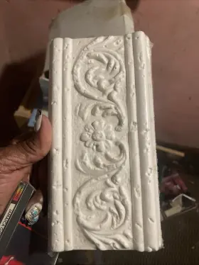 1070-deco Romany Villa Bianco Listel 670 White Ceramic Floral Border Tile