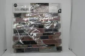 Roommates 034878005447 Sticktiles Modern Long Stone Peel And Stick Backsplash Tiles 4pc Pack
