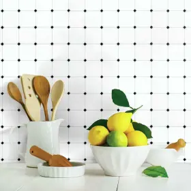 Roommates 034878191195 Til3462flt Sticktiles Black And White Diamonds Peel Stick Tile Backsplash