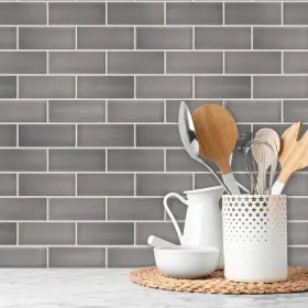 Roommates 034878242392 Til4985flt Dark Stone Gray Ceramic Sticktile