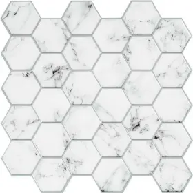 Roommates 034878359472 Stick Tiles Carrara Marble Hexagon Peel And Backsplash