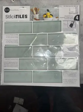 Roommates 034878626000 Sticktiles Peel And Stick Wall Tiles Subway Style 4 Pack