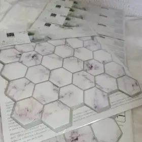 Roommates 034878672137 Peel And Stick Tiles Carrara Marble Hexagon Backsplash Ald4245flt New