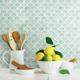 Roommates 034878965826 Til4571flt Sticktiles Aqua Scallop Peel And Stick Tile Backsplash Roommates 034878965826 Til4571flt Sticktiles Aqua Scallop Peel And Stick Tile Backsplash