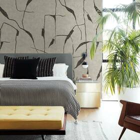 Roommates Rmk12208m Nikki Chu Taupe And Black Peel Stick Wallpaper Mural