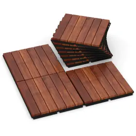 Rovibek 990481201365 Deck Tiles 10pcs Interlocking Acacia Wood Decking For Outd