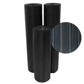 Rubber-cal 445038429486 45 Sq. Ft Corrugated Composite Rib Black 3 X 15 Flooring