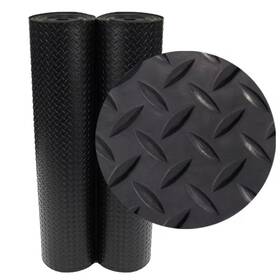 Rubber-cal 726084848832 Black Flooring With Diamond Plate Design 4ft X 8ft 32 Sq. Ft