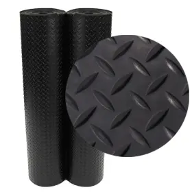 B01dcr5hgo Rubber-cal Diamond Plate Flooring Roll 3mm 4x3 Ft Black Durable