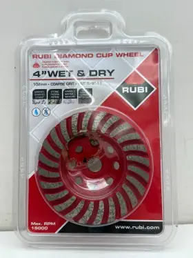 Rubi 413797319217 Model #31921 Stone Cup Wheel Diamond 4 Inch Grinding For Stone/granite