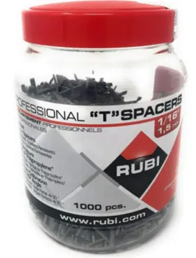 Rubi Tools Usa Inc 413797027150 Diamond Leave-in Plastic T Tile Spacers 1/16 Inch 1000 Pc. Jar