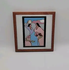 4123w Santa Fe Vtg Arius 8 Inch Mesa Women White Trivet 1988
