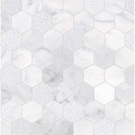 Satori 20-702 Lowes Carrara Marble Hexagon Mosaic Floor And Wall Tile 12x12 In 5 Pack