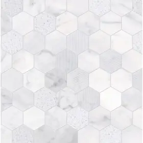 20-702 Satori Lowes Carrara Marble Hexagon Mosaic Floor And Wall Tile 12x12 In 5 Pack