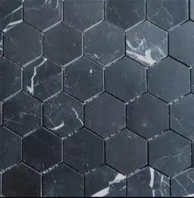 N32xh Satori 828492200025 3 Nero Marquina Black Marble 2 Inch Hexagon Mosaic Flooring Tile