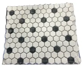 1359834 Satori By Anatolia Porcelain Mosaics Black With White Hexagon Kitchen Bathroom Accent 1359834 Satori By Anatolia Porcelain Mosaics Black With White Hexagon Kitchen Bathroom Accent