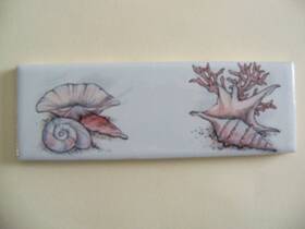 Seashell Shell/conch List 38959 Vtg Ceramic Tiles Seashells Nautical Beach Sea Theme 5 Pcs 6 Inch X2 White With Design