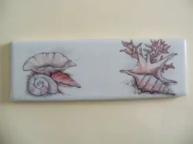 38959 Seashell Shell/conch List Vtg Ceramic Tiles Seashells Nautical Beach Sea Theme 5 Pcs 6 Inch X2 White With Design