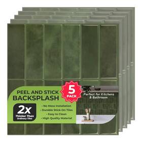 Select Lighting 810170380013 5 Pack Peel And Stick Backsplash Subway Tiles Extra Thick 3d Wall Panels He