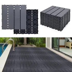 Seprochoo 725388994207 9 Sq.ft Plastic Interlocking Deck Tiles 12 Inch X Waterproof Patio Decking Ti