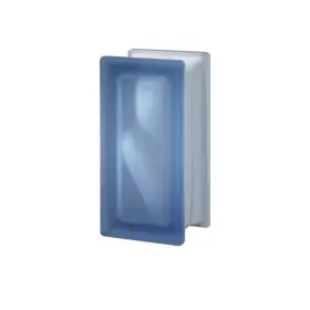 114518c Seves Glass Block 7.48 Inch Wx3 Thick Series Blue Satin Wave Pattern .46btu 5pack