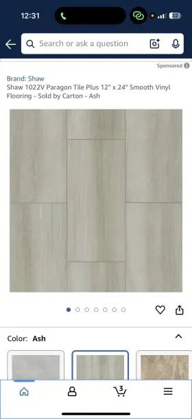 B089cfrc2t Shaw Floor Paragon Tile Plus / Vinyl Color Ash 1022v 12x24 Inch 2 Cartons 31sq/ft