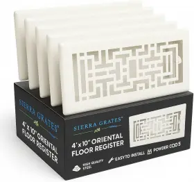 Ori410-wht-5 Sierra Grates 4x10 Oriental Floor Register Glacier White Heavy-duty Steel 5-pack