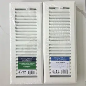 Twf412-wht Sierra Grates 2 Way Louvered Flow Decorative Floor Registers Set Of White 4x12