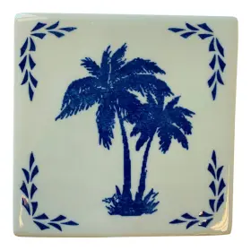 2tir6pt Sii Palm Trees Kitchen Trivet 6 Inches Tile Porcelain Blue And White