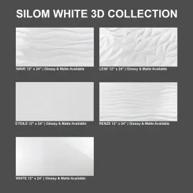 Silom Wave Matte 679523381837 White 12 Inch X 24 3d Textured Wall Tile Glossy/matte