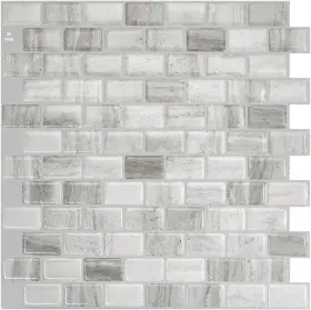 Smart Tiles 623996203554 1 Pack Peel And Stick Backsplash Ravenna Armano Grey 4 Sheets Of 9.80 Inch X 9.74