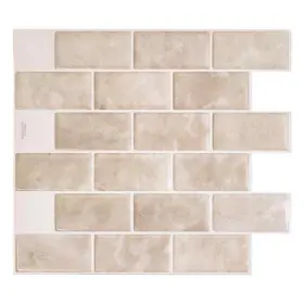 Smart Tiles 623996205787 10.95 Inch W X 9.70 Vinyl H Beige Peel And Stick Self-adhesive Backsplash