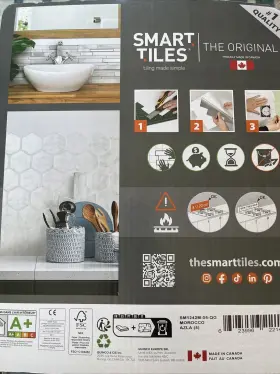 Smart Tiles 623996220162 5 Sheets 11.87 Inch X9 Peel And Stick Tile