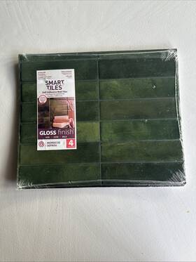 Smart Tiles 623996220223 Peel And Stick Backsplash - Morocco Sefrou Green Pack Of 4 Diy