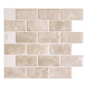 Smart Tiles Sm1160g-04-qg Subway Sora 10.95 Inch W X 9.70 Vinyl Beige Peel And Stick Self-adhesive