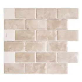 Sm1160g-04-qg Smart Tiles Subway Sora 10.95 Inch W X 9.70 Vinyl Beige Peel And Stick Self-adhesive