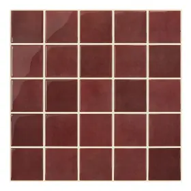 Sm-h221-us Smoostikc Thicker Dark Red Peel And Stick Backsplash Tiles-10 Pcs Of 12 Inch X -3d Adhes