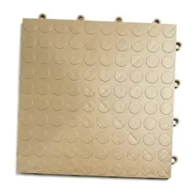 Gd48beig Snaplock Industries Garagedeck Coin Pattern Durable Copolymer Interlocking Modular 48 Pack Beige