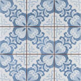 Somertile / Merola 732763237484 / Harmonia Floral Lattice Blue 13x13 Inch Ceramic Tile 125 Ct New