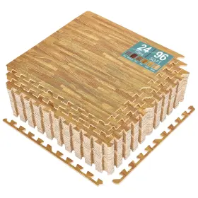 Sorbus 192405354991 Wood Grain Floor Foam Mat For Home And Office - Set
