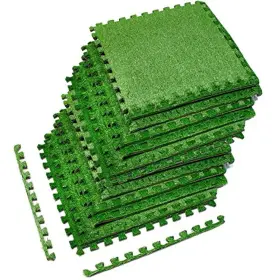 Sorbus 816485028671 Interlocking Floor Mat - Grass Green 12 Pcs