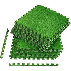 Sorbus Mat-grass12 48sq Ft Plastic Interlocking Floor Tiles 12-tile - Scratch And Dent