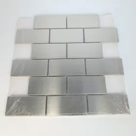 20-617 Stainless Steel Brick Mosaics Tenedos 2x4 Subway Mosaic Tile Mesh-mounted Kitchen 8mm