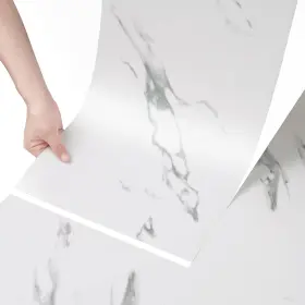 Sa-dm11-015 Stickyart 15-piece White Peel And Stick Marble Vinyl Flooring For Bathroom Waterproof 12x2