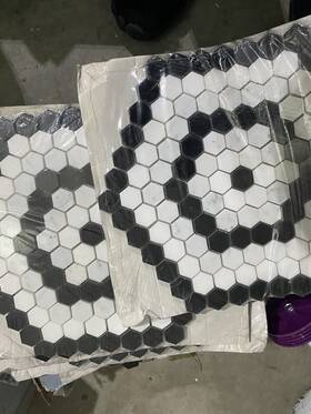 Stone Center Online 665878165413 Black White Marble Hexagon Snowflake Mosaic Tile 5 Sheets