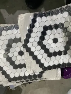 Stone Center Online 665878165413 Black White Marble Hexagon Snowflake Mosaic Tile 5 Sheets