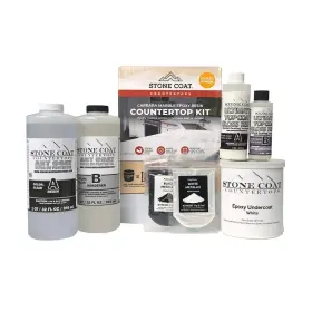 Stone Coat Countertops 810026276293 64 Oz. Carrara Marble Gloss Finish Countertop Kit Table Top Epoxy For And