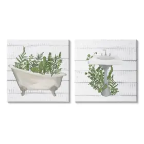 Stupell Industries 196216640601 Rustic Botanical Herbs Bathroom Sink Bathtub Ferns Design By Kim Allen