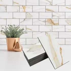 Stylovue 758226730118 100 Pieces Peel And Stick Backsplash For Kitchen 3 Inch X 6 Pvc Subway